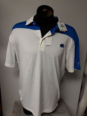 Puma Men's Golf Shirt Blue White  Size L NEW WITH TAGS!
